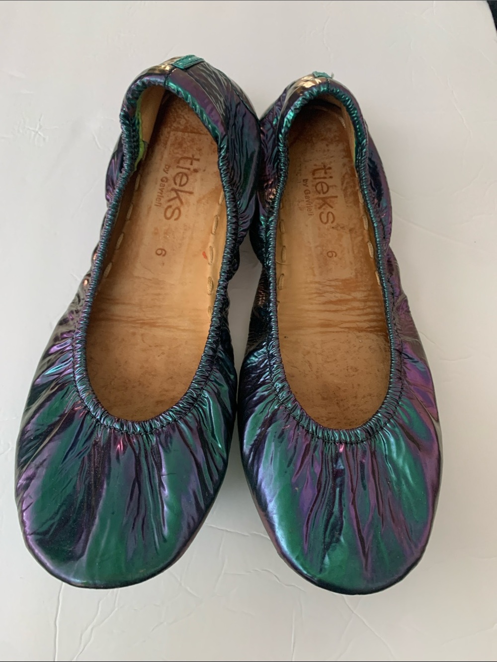 Tieks Women's Iridescent Green-Purple Ballet Flats custom holographic